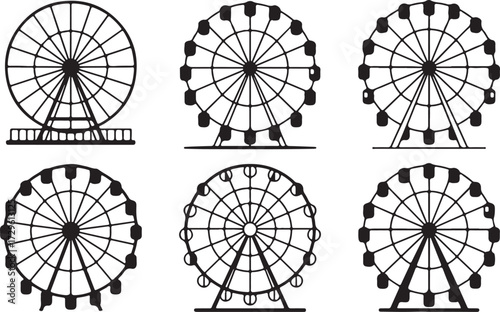 Ferris Wheel Silhouette Amusement Attraction Vector Art