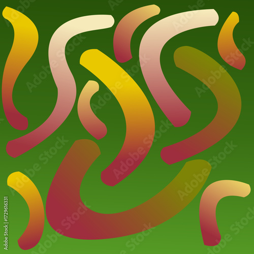 A geometrical vector filled with colorful worms