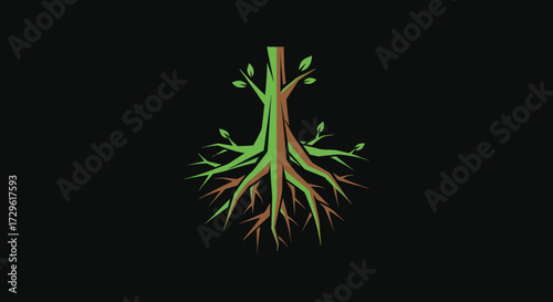 Abstract Tree Roots and Branches Illustration.