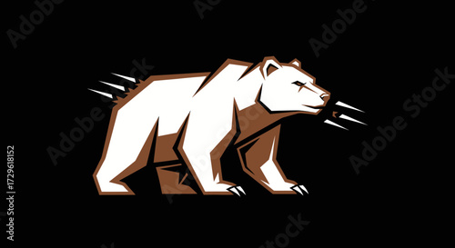 Powerful Bear Mascot Logo Design with Aggressive Stance.