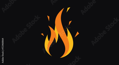 Vibrant Flame Illustration on Dark Background.