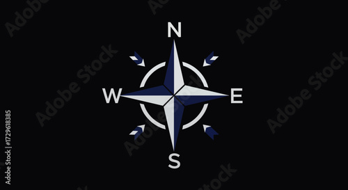 Modern navigational compass rose showing cardinal directions.