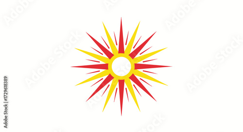 Vibrant Sunburst Graphic with Red and Yellow Rays.