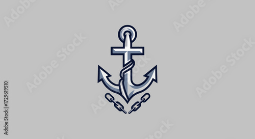 Stylized metallic anchor with a heavy chain illustration.