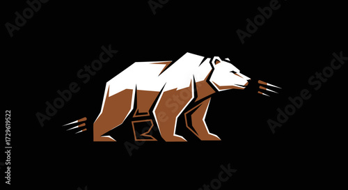Stylized geometric bear logo with sharp claws.