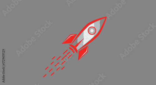 Red Rocket Taking Off into Space.