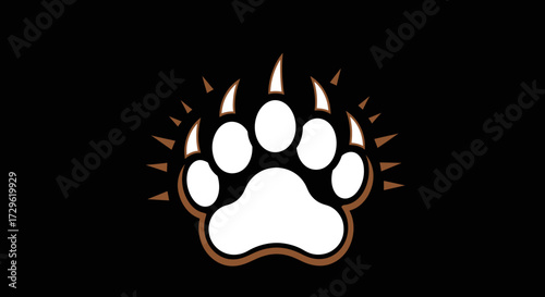 Brown bear paw print with claws.