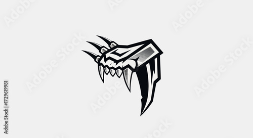 Stylized fierce predator claw and teeth graphic.