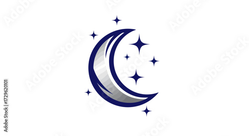 Crescent moon with stars celestial night.
