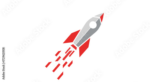 Red Rocket Launch Futuristic Space Travel Innovation Technology Startup Success.