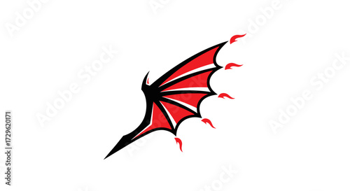 Stylized red and black demonic dragon wing illustration.