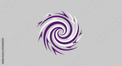 Abstract spiral design with purple and white colors.