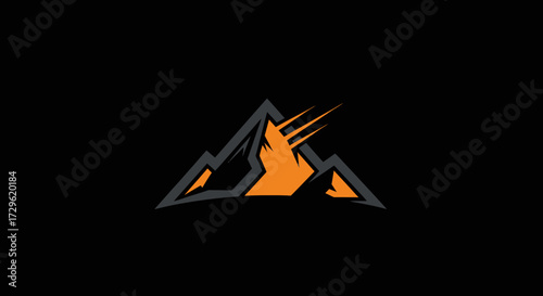 Dynamic Mountain Fire Emblem Logo Design Concept.