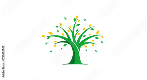 Abstract Green Tree Logo Design Illustration.