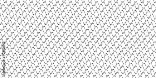 Steel wire chain link fence seamless pattern. Metal lattice with rhombus, diamond shape silhouette. Grid fence background.vector.