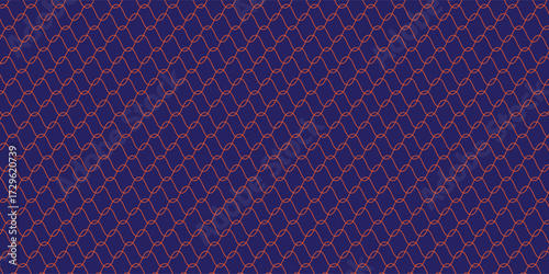 Steel wire chain link fence seamless pattern. Metal lattice with rhombus, diamond shape silhouette. Grid fence background.vector.