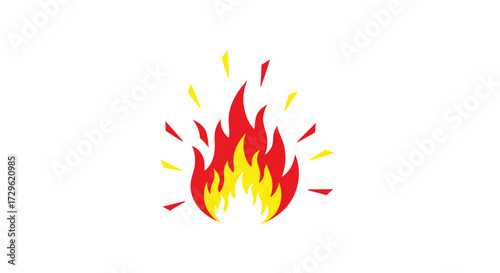 Vibrant stylized illustration of a burning flame with radiating energy.