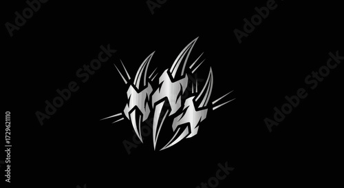 Powerful animal claws sharp and aggressive design fierce and intimidating detailed illustration black and white graphic.