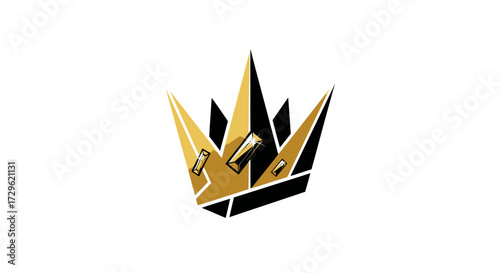 Modern graphic design of a gold and black crown with bullet shells.