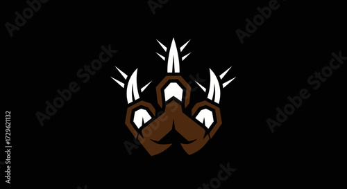 Brown bear paw print with sharp claws logo.