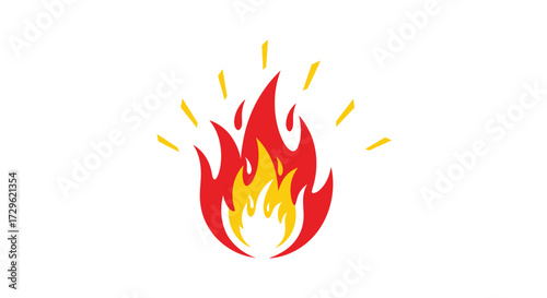 Flaming graphic design vibrant fire symbol intense heat abstract illustration dynamic energy.