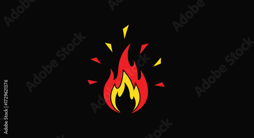 Vibrant cartoon fire with yellow and red flames radiating warmth and energy.