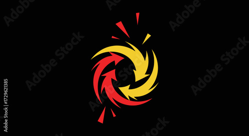 Dynamic swirling arrows in vibrant colors creating a captivating visual effect.