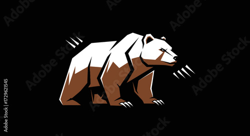 Powerful Grizzly Bear Logo Design Illustration.