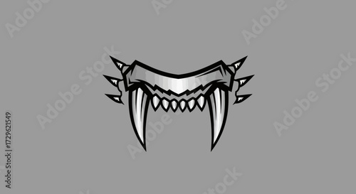 Aggressive stylized animal fangs graphic design.