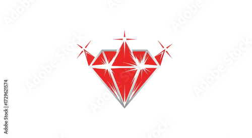 Elegant Red Diamond Crown Symbol With Radiant Sparkles.