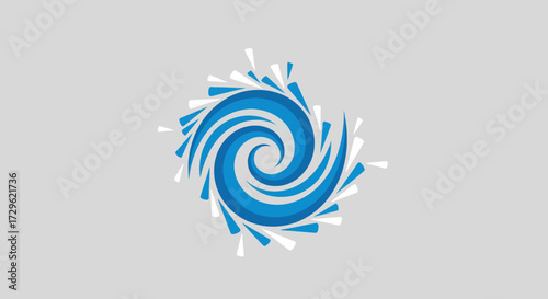 Abstract blue spiral vortex design element.