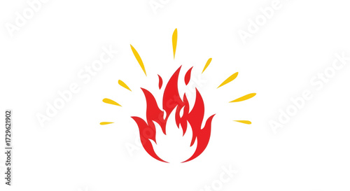 Fiery flames illustration representing burning heat and energy with vibrant colors.