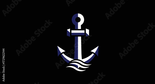 Stylized nautical anchor with wave motif symbolizing stability and maritime heritage.