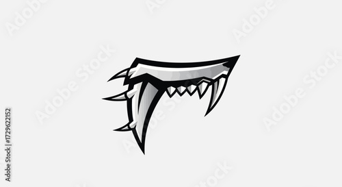 Aggressive animalistic logo design featuring a stylized animal mouth with sharp teeth and claws suitable for a team or brand identity.