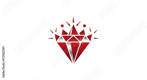 Red faceted diamond with a sparkling royal crown.