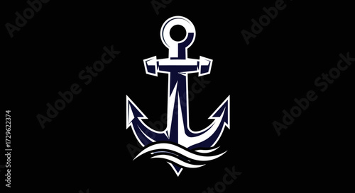 Nautical Anchor Symbol Maritime Icon Graphic.