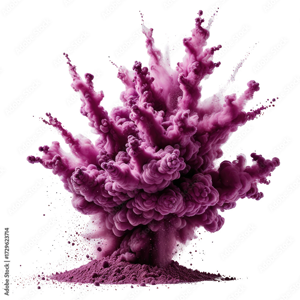 Fototapeta premium Purple cloud explosion against black background, dynamic energy