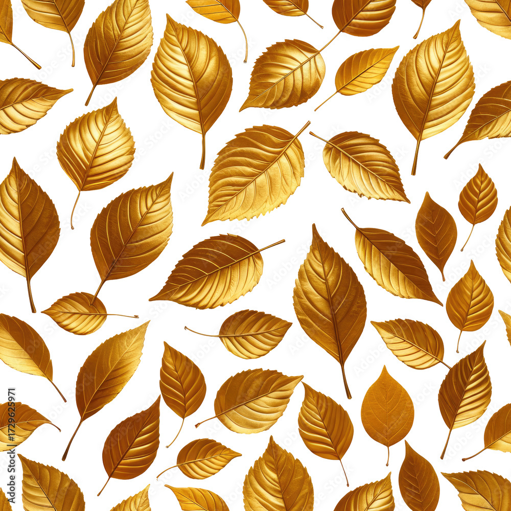 Obraz premium Golden leaves on black, a fall-themed seamless pattern