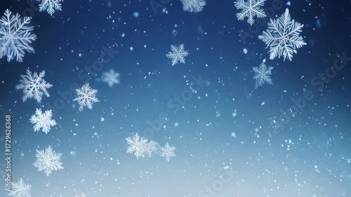 Elegant Swirling Snowflakes on Blue Gradient Background. This background is perfect for any winter or holiday-themed project requiring a touch of magic and sophistication.