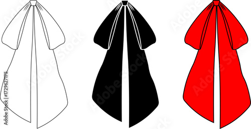 outline silhouette pussycat bow icon set