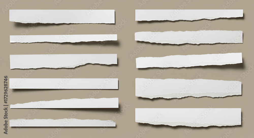 Obraz premium Collection of ragged edge paper strips, ideal for backgrounds and textures