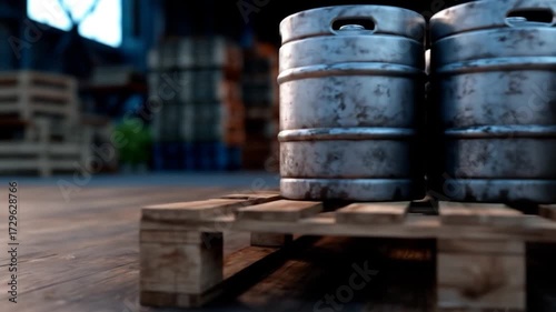 Wallpaper Mural Metal kegs on wood pallet storage and distribution ready for transportation Torontodigital.ca