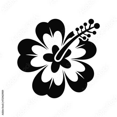 Black silhouette of a hibiscus flower with a stamen