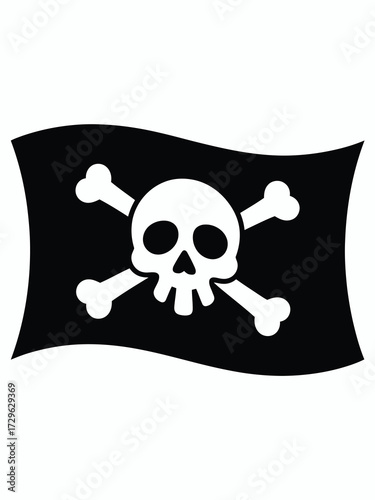 Classic pirate flag with skull and crossbones
