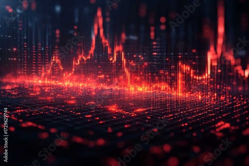 Wallpaper Mural Stock market graph with upward trend lines and candlestick charts on dark background, indicating value increase, financial data, and market analysis. Torontodigital.ca