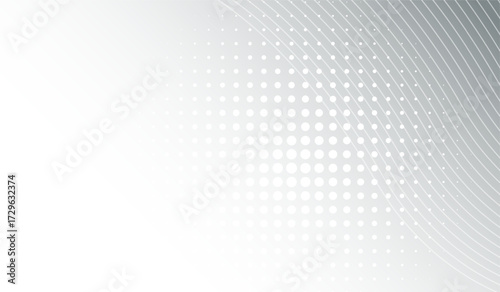 Abstract Circle DesignA modern abstract design features a series of interconnected, curved lines and a pattern of evenly spaced dots, all in shades of grey.