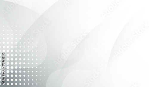 Abstract  Modern, minimalistic abstract design features a gradient of gray tones and soft wave patterns with dots, evoking a sense of tranquility, elegance, and understated sophistication.