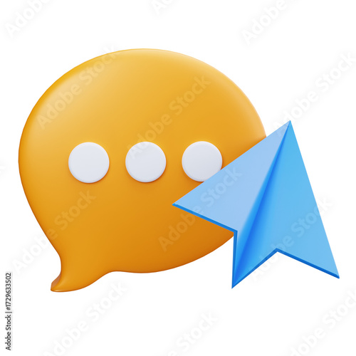 3D Send Chat Message Bubble Icon