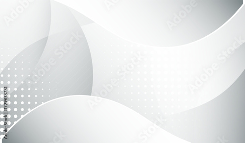 Abstract  Modern, minimalistic abstract design features a gradient of gray tones and soft wave patterns with dots, evoking a sense of tranquility, elegance, and understated sophistication.