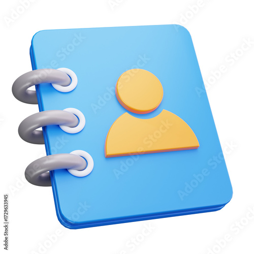 3D Blue Contact Book Address Icon